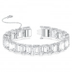 Millenia bracelet, Octagon cut crystals, White, Rhodium